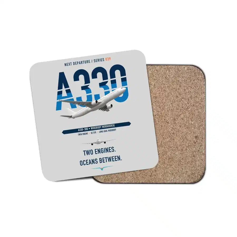 Airbus A330-300 design on light gray 1 piece coaster