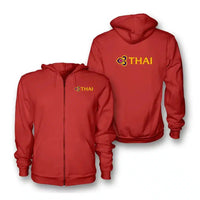 Thumbnail for Thai Airways logo on red zipped hoodie