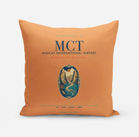 Thumbnail for Muscat International Airport (MCT) design on orange pillow