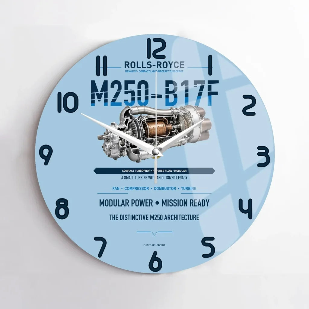 M250-B17F design on light blue no frame wall clock