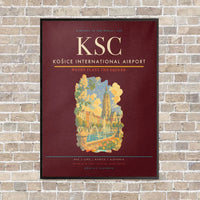 Thumbnail for Košice International Airport KSC vertical canvas print - framed - dark red background