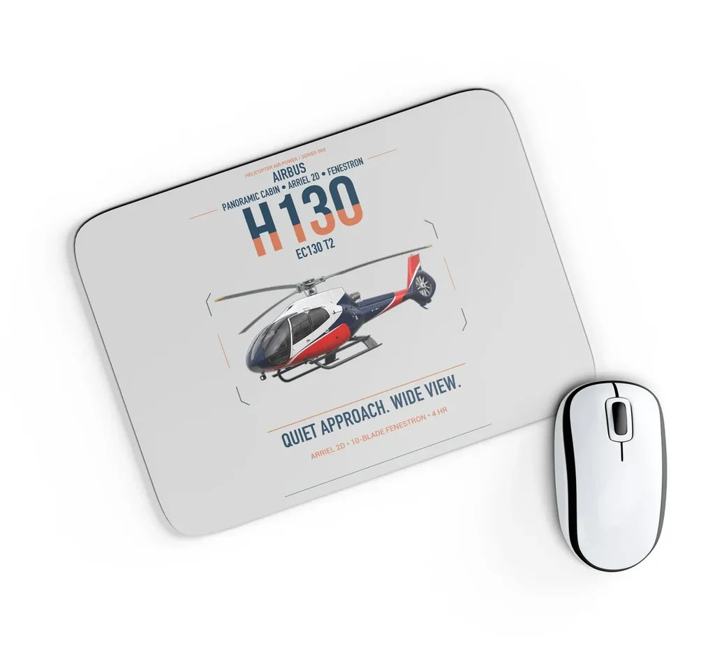 Airbus H130 design on light gray rectangle mouse pad