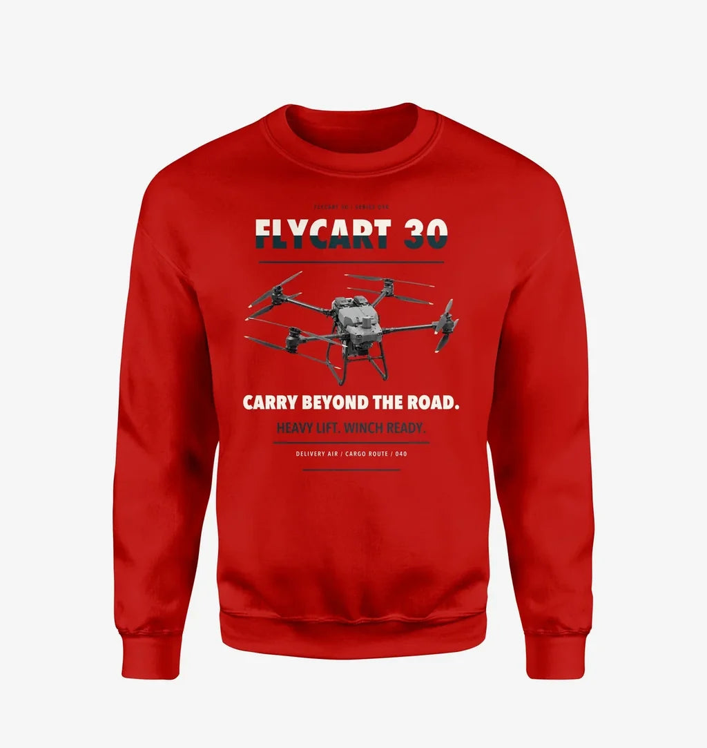 DJI FlyCart 30 design on red sweatshirt