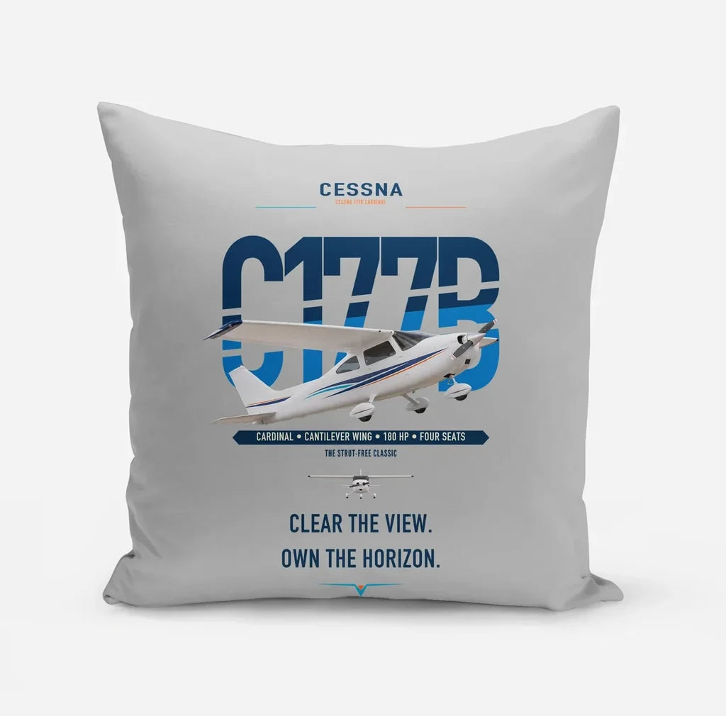 Cessna 177B Cardinal design on light gray pillow