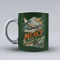 Thumbnail for 658 - Mercy Moves At Flight Speed - Mug design on dark green signal