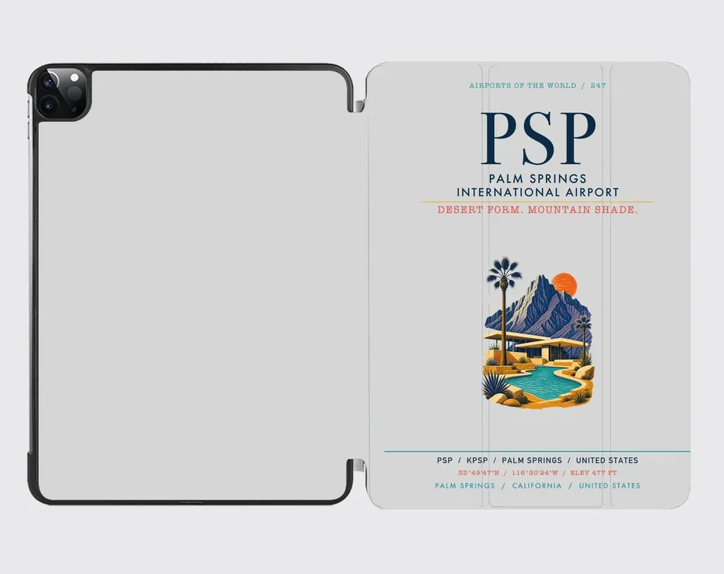 Palm Springs International Airport (PSP) design on light gray ipad tablet case