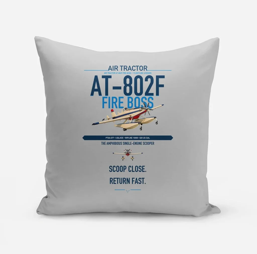 Air Tractor AT-802F Fire Boss design on light gray pillow