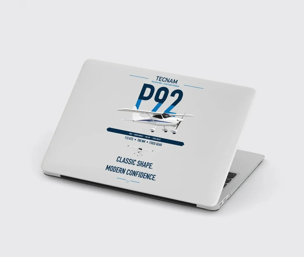 Tecnam P92 Echo MkII design on light gray MacBook case
