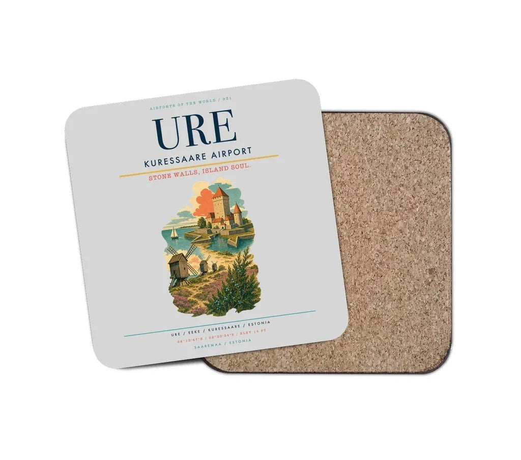 Kuressaare Airport (URE) design on light gray 1 piece coaster