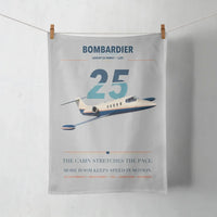 Thumbnail for Bombardier Learjet 25 design on light gray towel