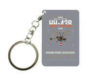 Thumbnail for Kaman HH-43B Huskie design on gray designed key chain, double-side print