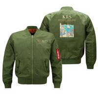Thumbnail for Kristiansand Airport, Kjevik (KRS) design on green bomber jacket