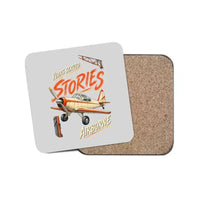 Thumbnail for Years Served Stories Airborne design on light gray 1 piece coaster