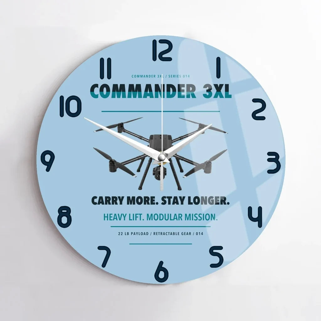 Draganfly Commander 3XL design on light blue no frame wall clock