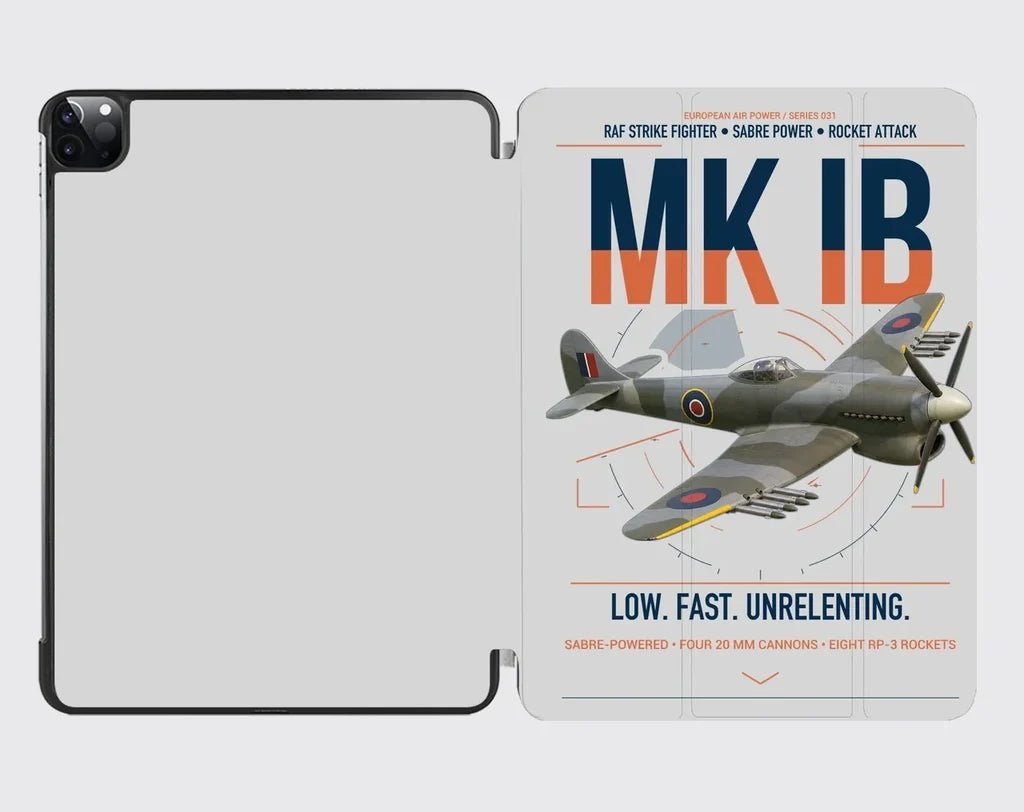 Hawker Typhoon Mk IB design on light gray ipad tablet case