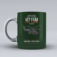 Thumbnail for Airbus H215M design on dark green ceramic mug, double-side print