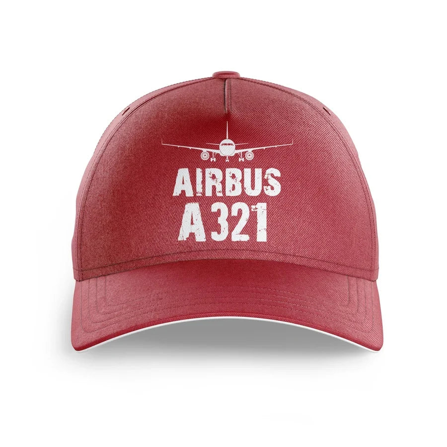 Airbus A321 & Plane printed hat - dark red