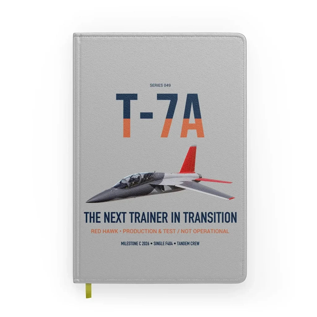 T-7A Red Hawk design on light gray notebook