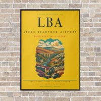 Thumbnail for Leeds Bradford Airport LBA vertical canvas print - framed - yellow background