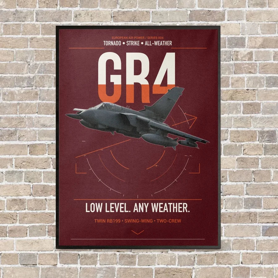 Panavia Tornado GR4 vertical canvas print - framed - dark red background