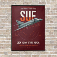 Thumbnail for Dassault Super Étendard vertical canvas print - framed - dark red background