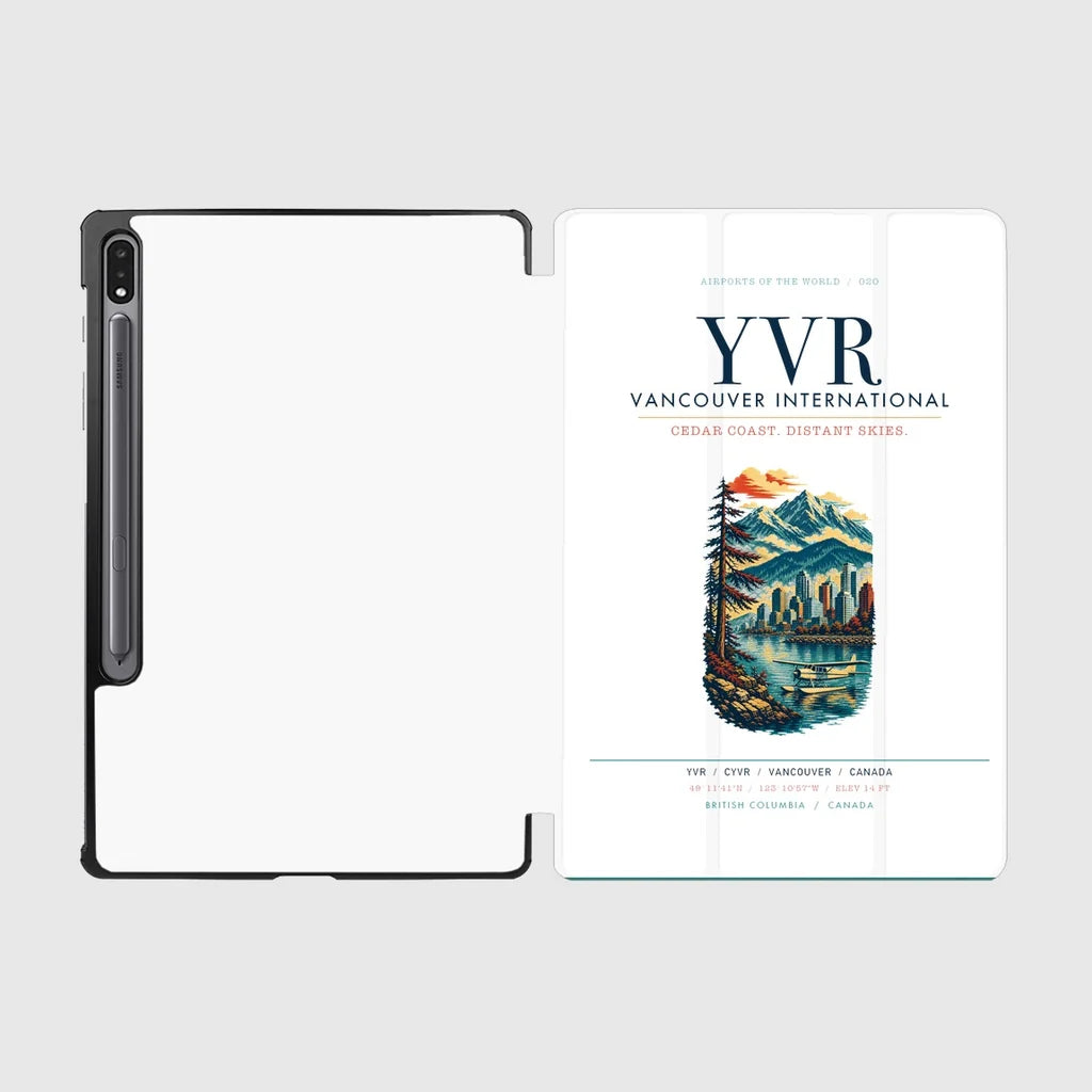 Vancouver International Airport (YVR) design on white samsung tablet tablet case