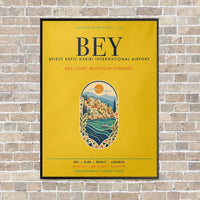 Thumbnail for Beirut Rafic Hariri International Airport BEY vertical canvas print - framed - yellow background