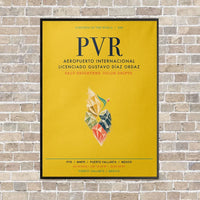 Thumbnail for Aeropuerto Internacional Licenciado Gustavo Díaz Ordaz PVR vertical canvas print - framed - yellow background