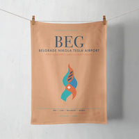 Thumbnail for Belgrade Nikola Tesla Airport (BEG) design on orange towel