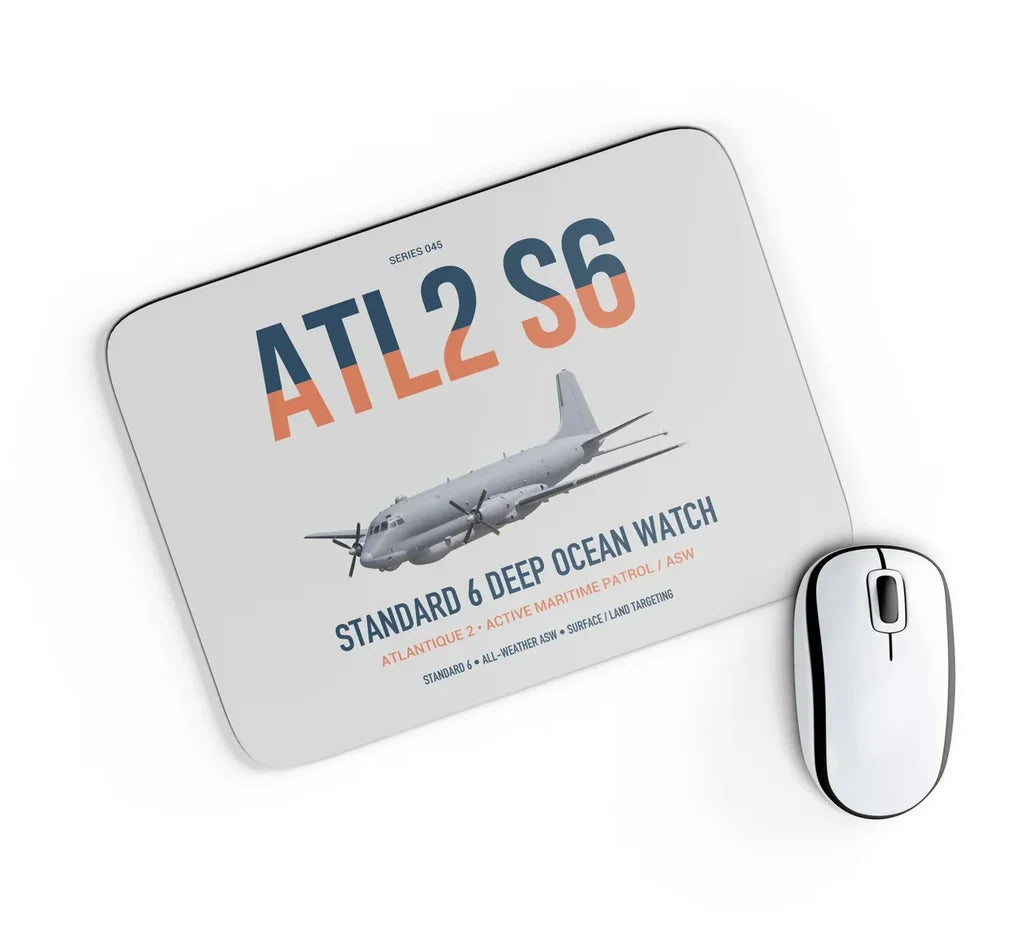 Atlantique 2 Standard 6 design on light gray rectangle mouse pad