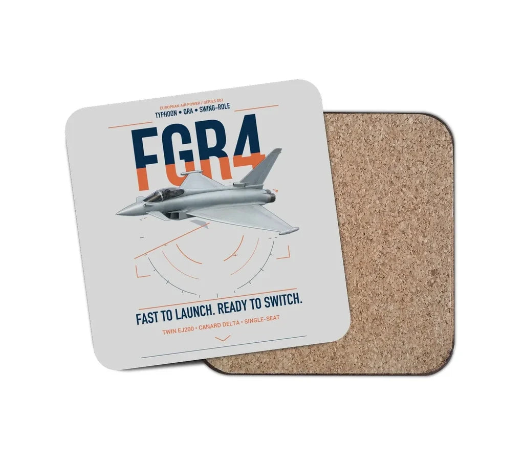 Eurofighter Typhoon FGR4 design on light gray 1 piece coaster
