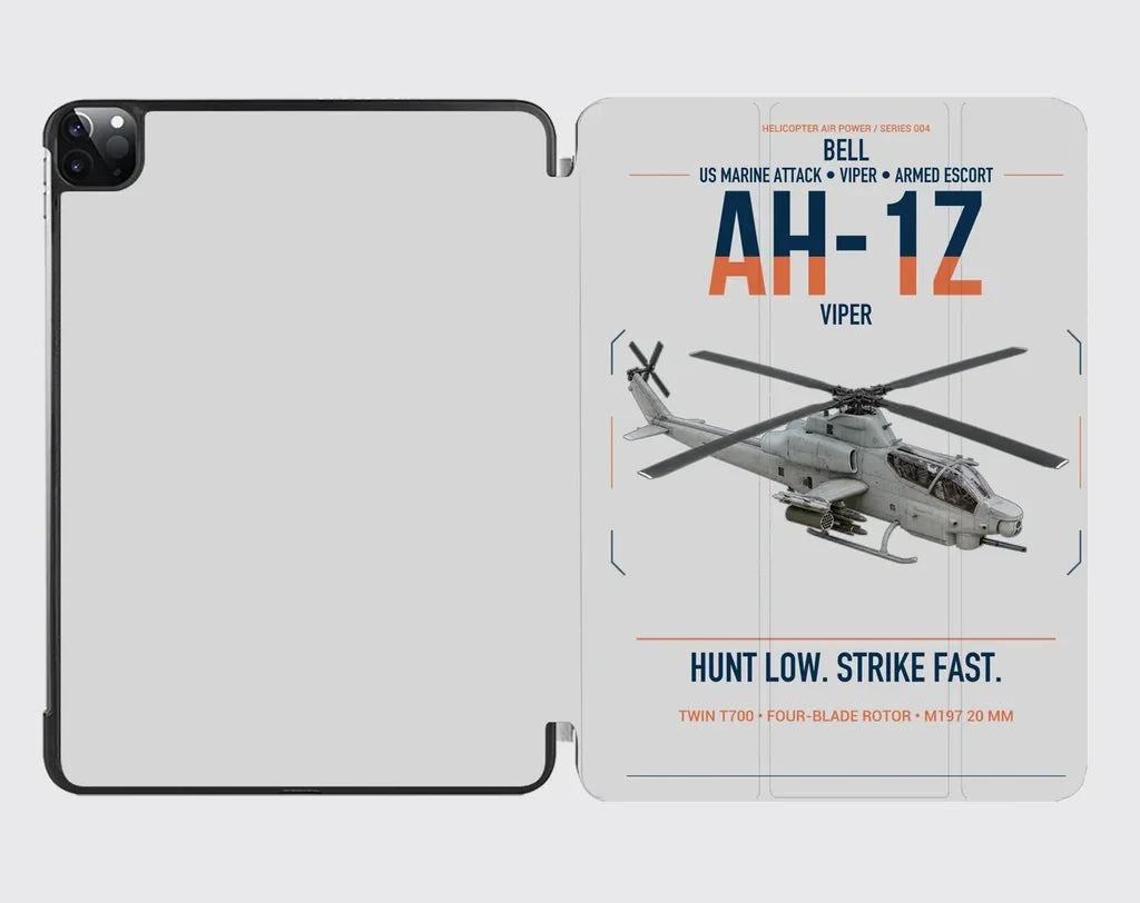 Bell AH-1Z Viper design on light gray ipad tablet case