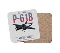 Thumbnail for P-61B Black Widow design on light gray 1 piece coaster