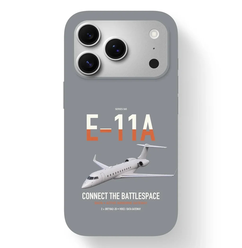 E-11A BACN design on gray magsafe iphone case, for iPhone 17 Pro