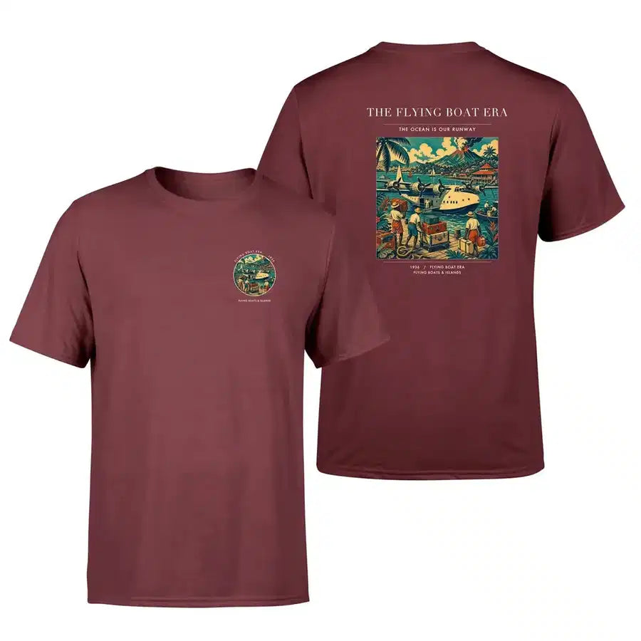 VINTAGE G4055 - The Flying Boat Era - Double-Side T-Shirt design on darkred double side t shirt