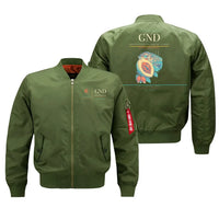 Thumbnail for Maurice Bishop International Airport (GND) design on green bomber jacket