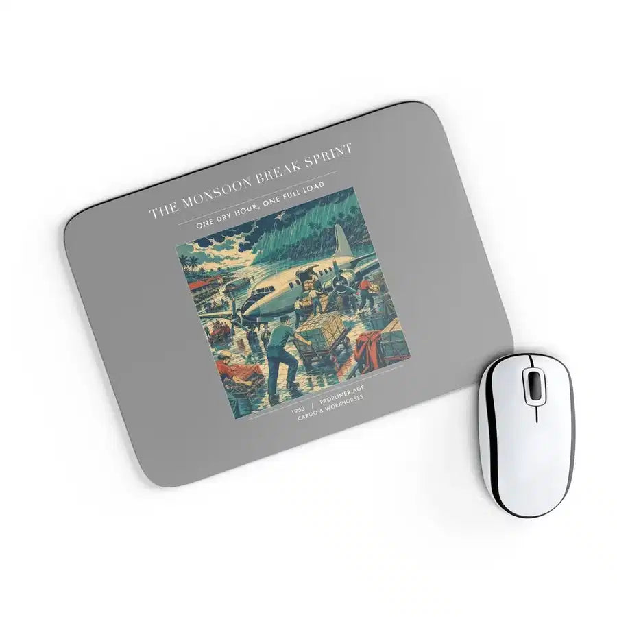 VINTAGE G4495 - The Monsoon Break Sprint - Designed Mouse Pads design on gray rectangle