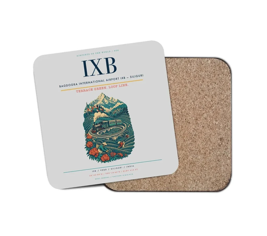 Bagdogra International Airport (IXB) design on light gray 1 piece coaster