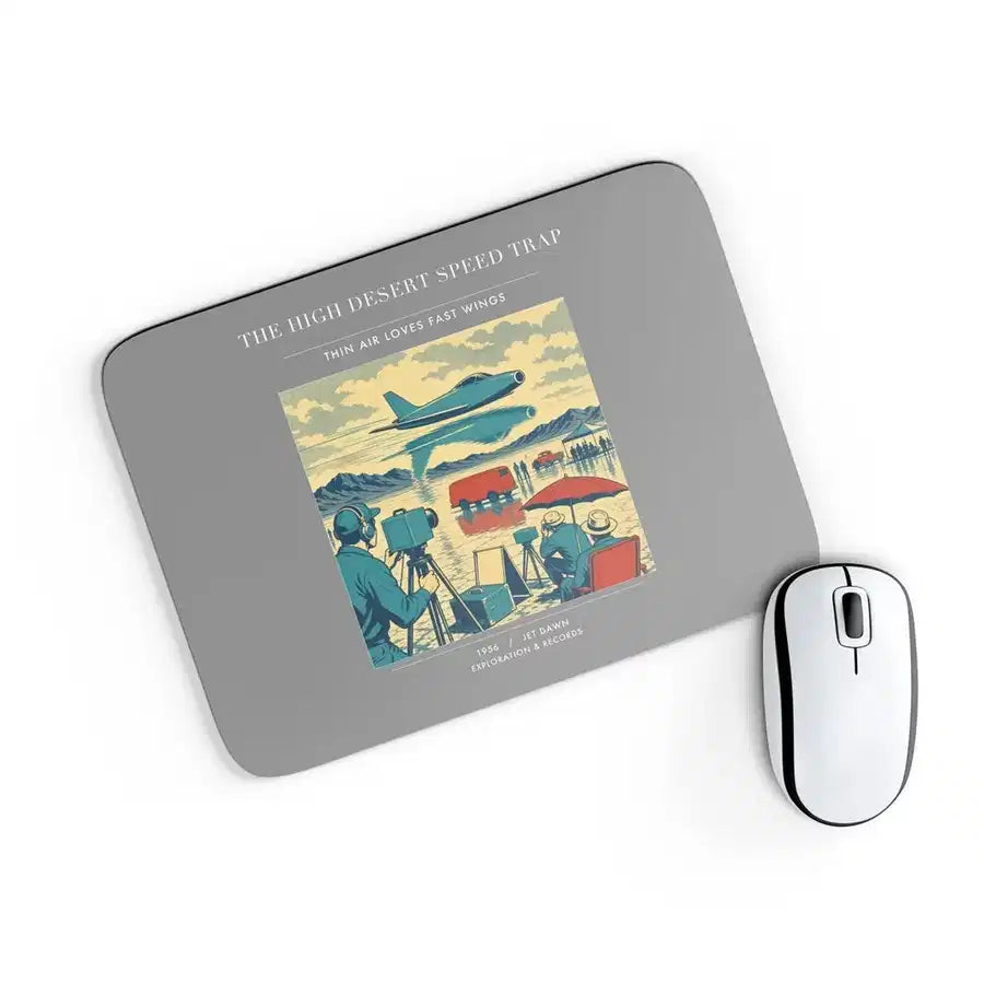VINTAGE G4295 - The High Desert Speed Trap - Designed Mouse Pads design on gray rectangle