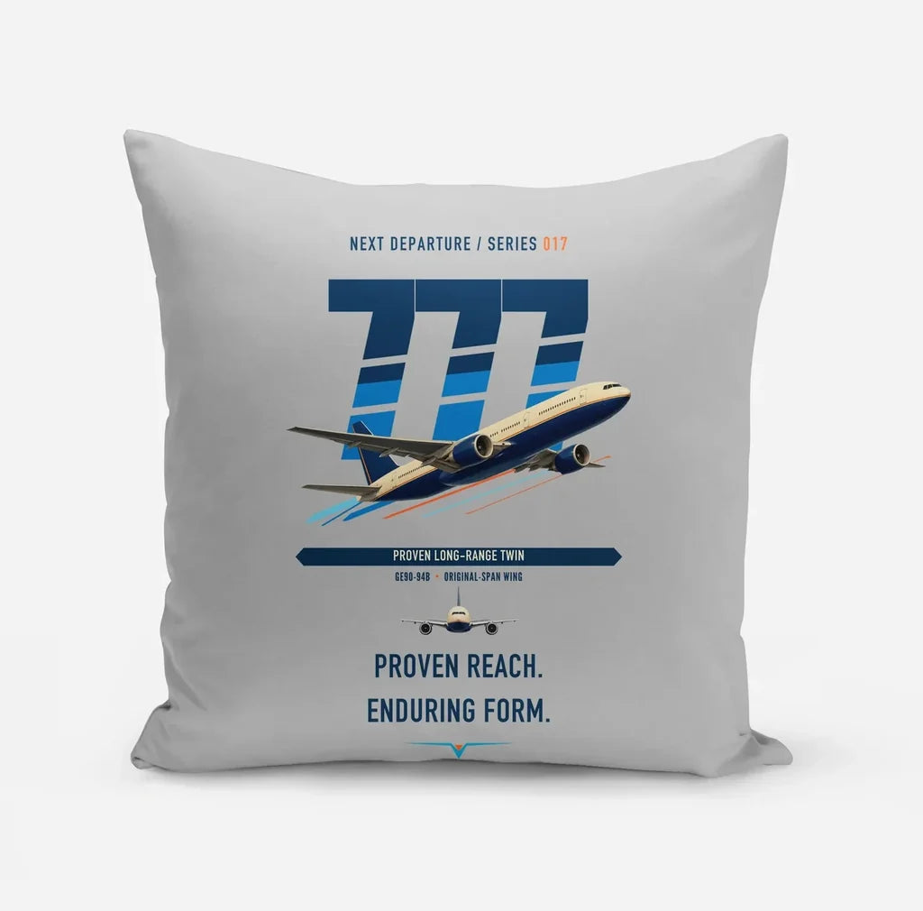 Boeing 777-200ER design on light gray pillow