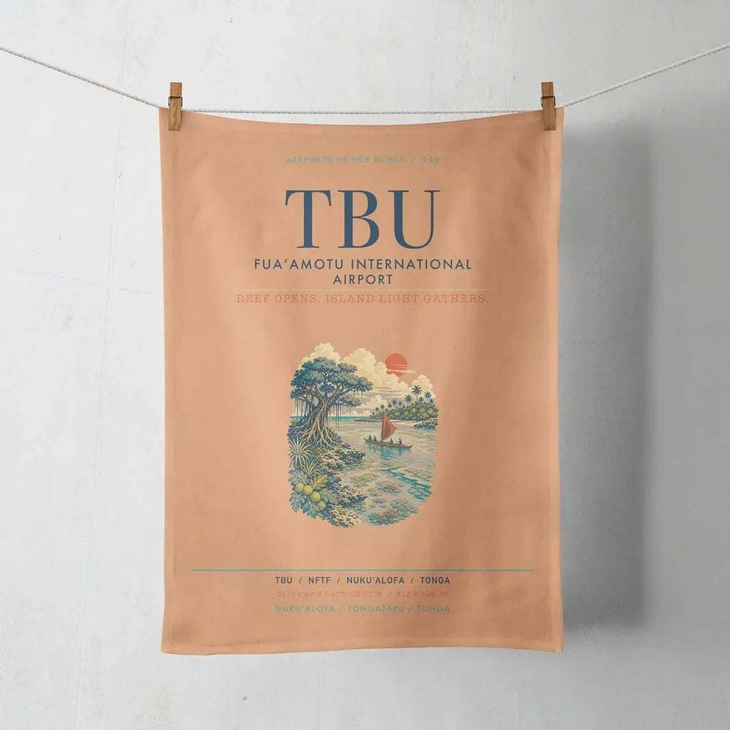 Fuaʻamotu International Airport (TBU) design on orange towel