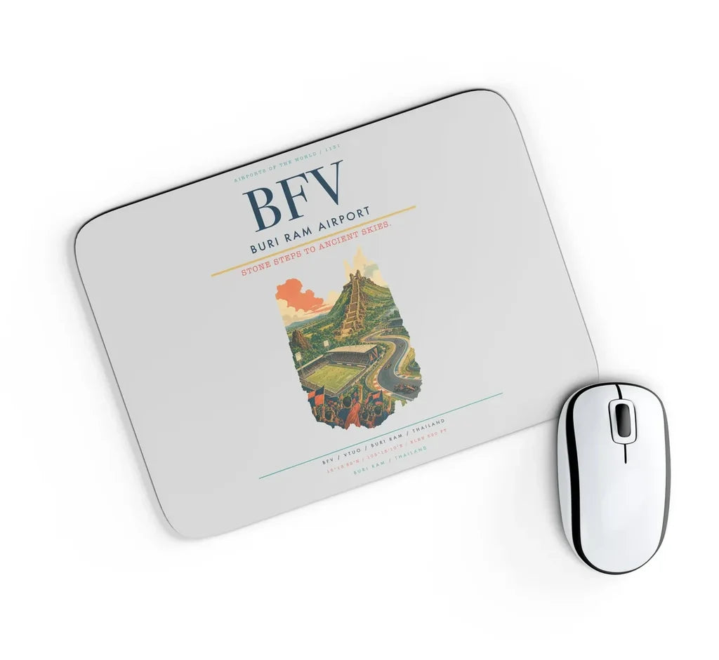 Buri Ram Airport (BFV) design on light gray rectangle mouse pad