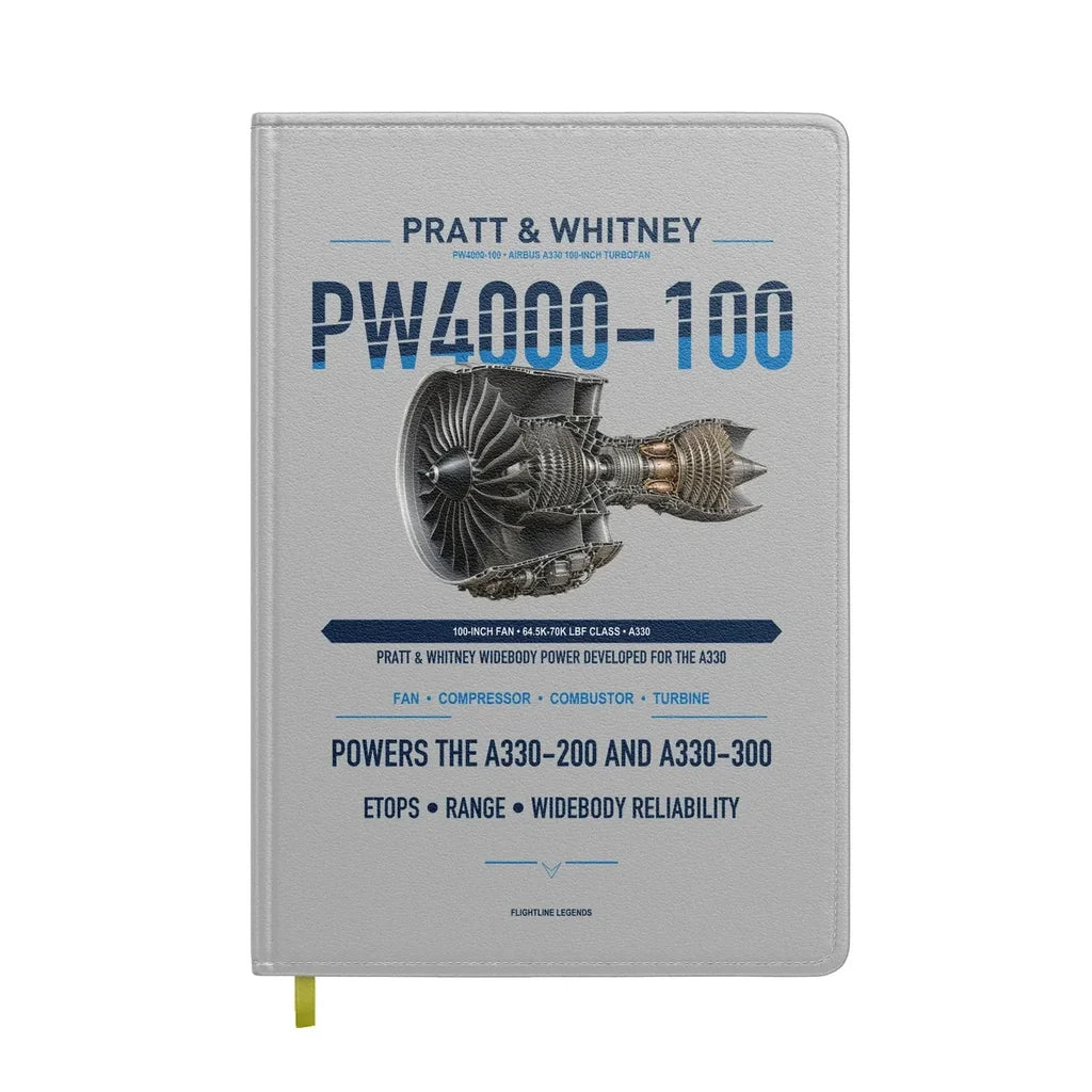 PW4000-100 design on light gray notebook