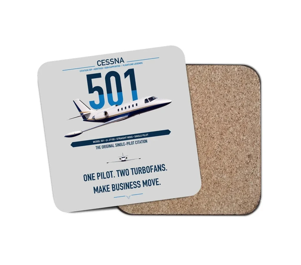 Cessna 501 Citation I SP design on light gray 1 piece coaster
