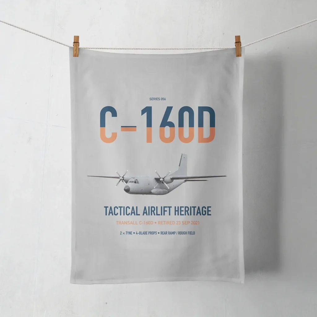 Transall C-160D design on light gray towel