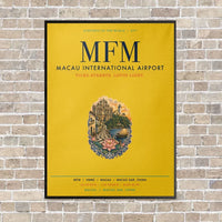 Thumbnail for Macau International Airport MFM vertical canvas print - framed - yellow background