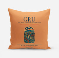 Thumbnail for Sao Paulo Guarulhos International Airport (GRU) design on orange pillow