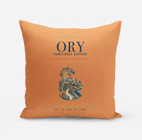 Thumbnail for Paris-Orly Airport (ORY) design on orange pillow