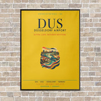 Thumbnail for Düsseldorf Airport DUS vertical canvas print - framed - yellow background