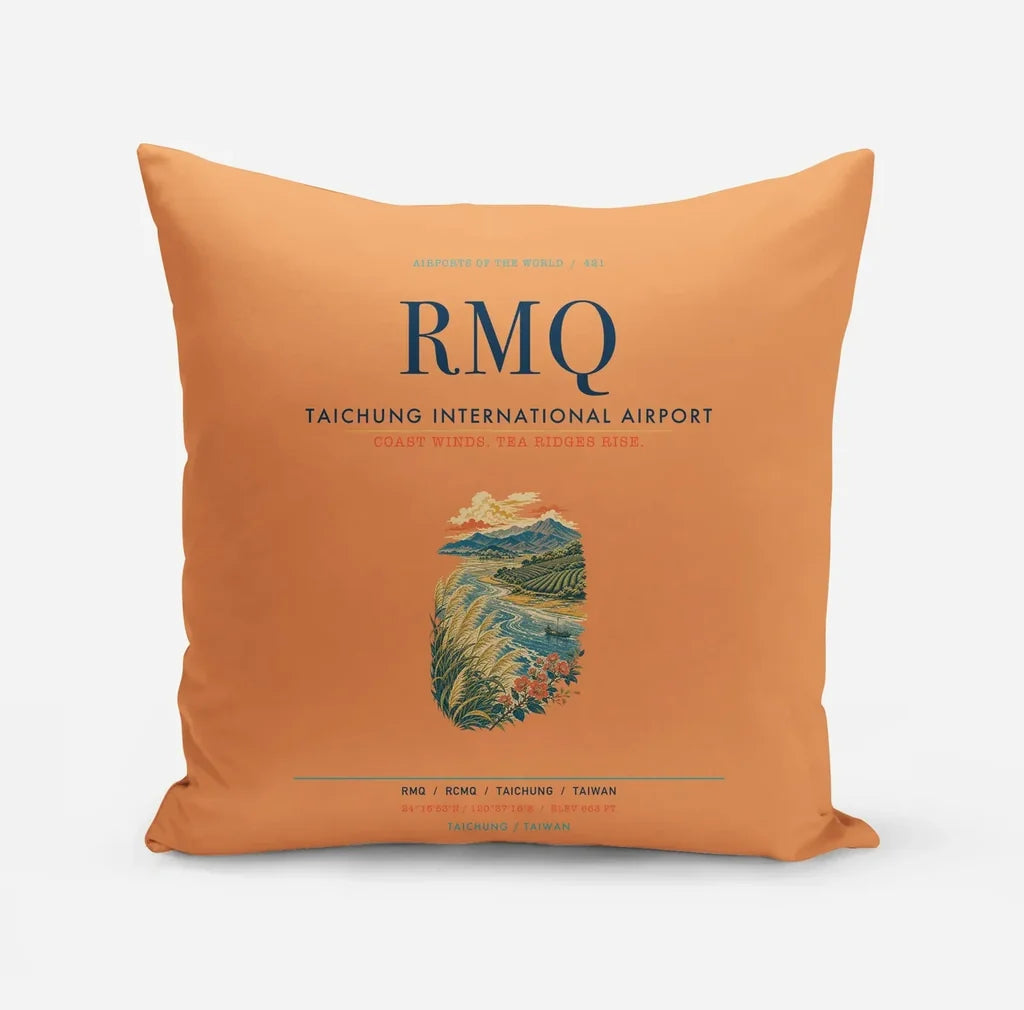 Taichung International Airport (RMQ) design on orange pillow